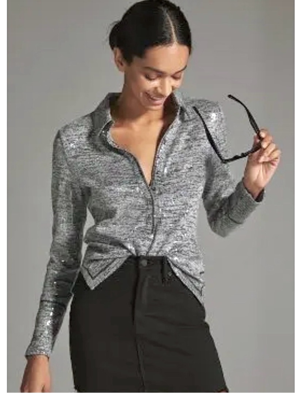 Pilcro grey Shimmer Collared shirt